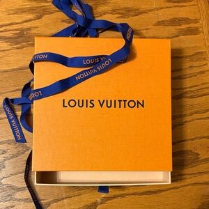 Louis Vuitton Vibrant Orange Gift Box with Royal Blue Ribbon